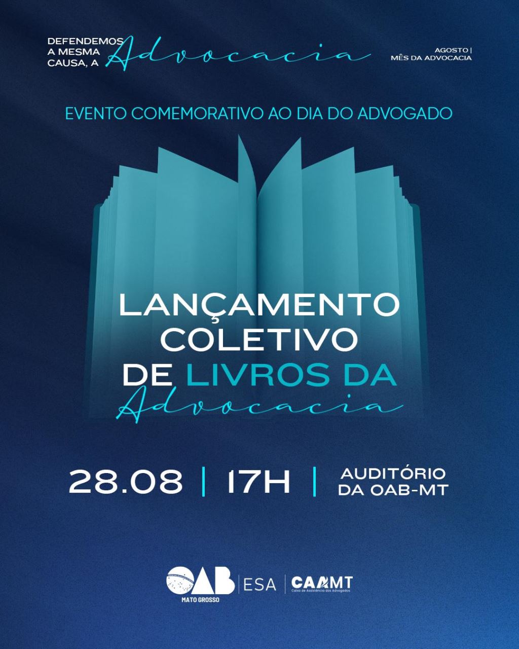 OAB-MT e ESA-MT chamam autores para lançamento coletivo de livros jurídicos, evento está na programação do mês da advocacia